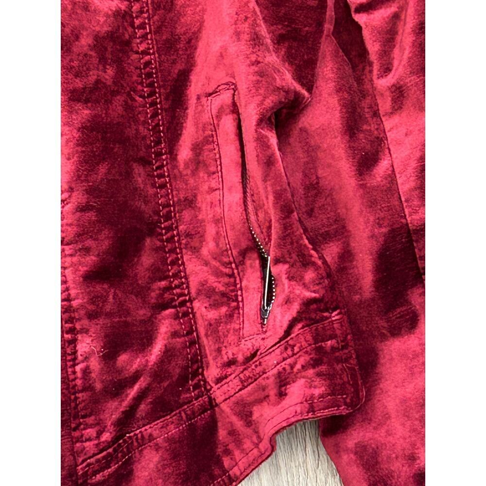 Torrid Burgundy Velvet Moto Jacket Sz 1X - Picture 7 of 14